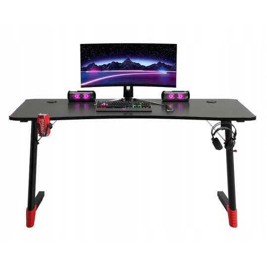 Masă de joc cu iluminare LED, de culoare neagră, 120 cm