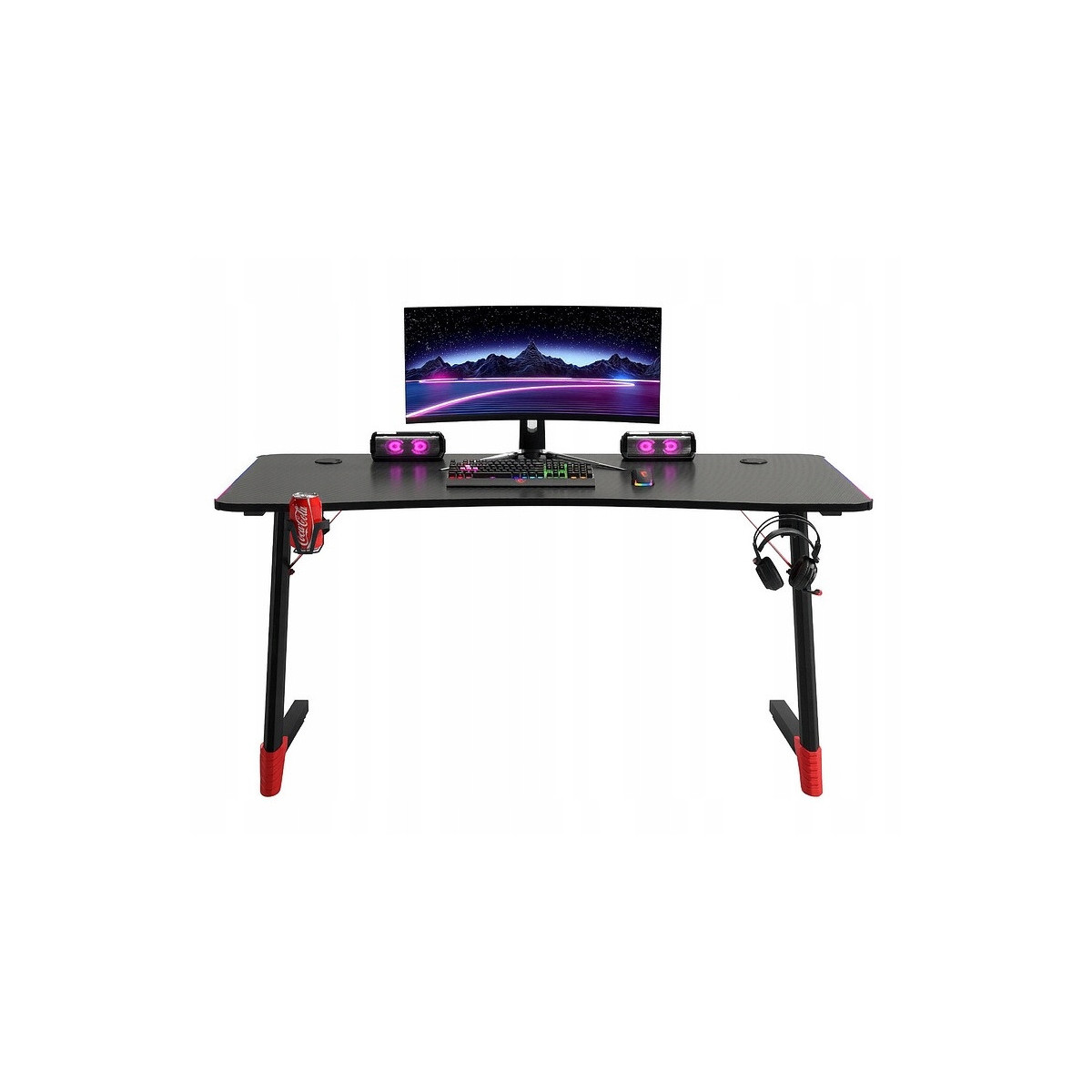 Masă de joc cu iluminare LED, de culoare neagră, 120 cm