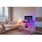 Masă de gaming roz cu iluminare LED, 140 cm