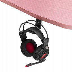 Masă de gaming roz cu iluminare LED, 140 cm