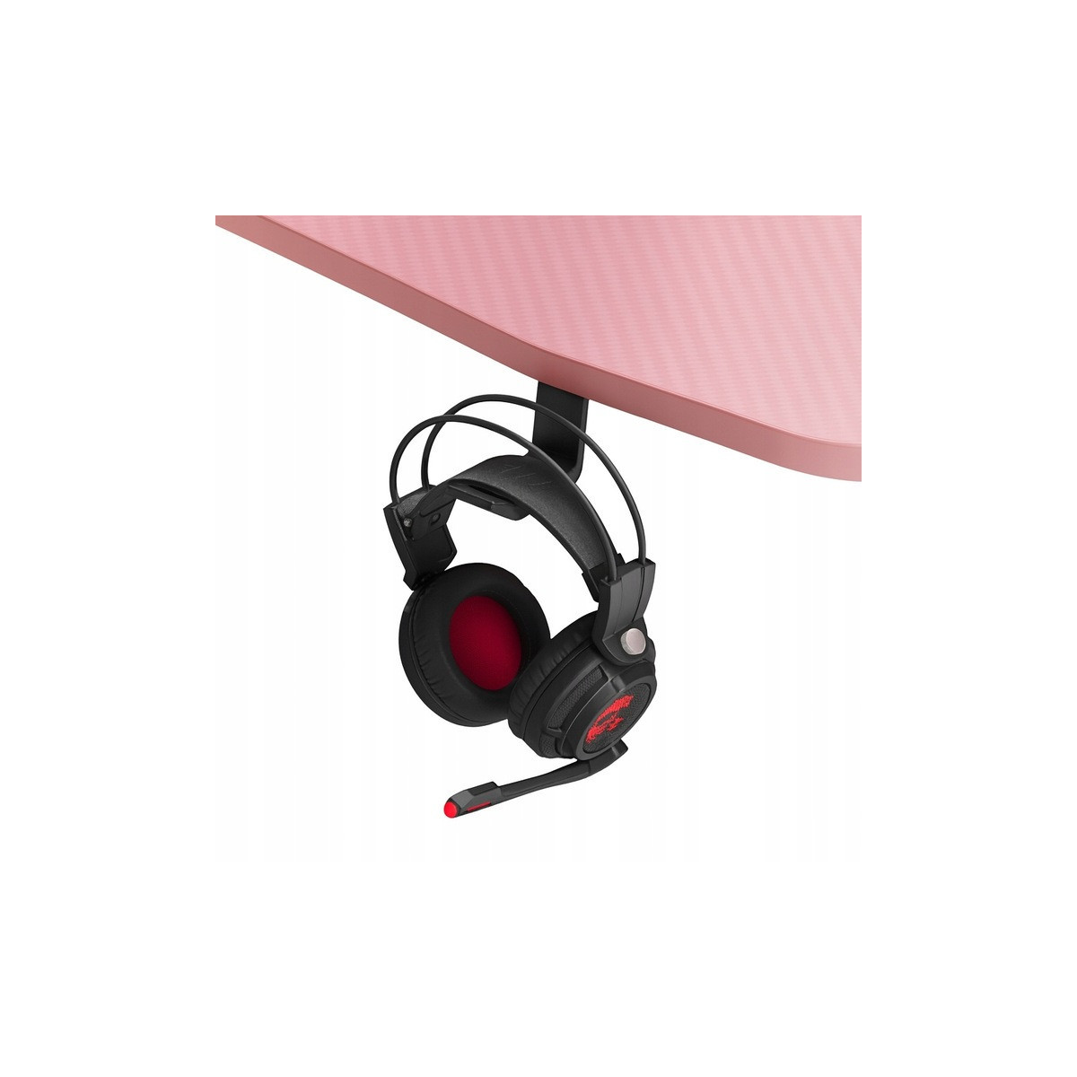 Masă de gaming stilată, roz, cu iluminare LED, 120 cm