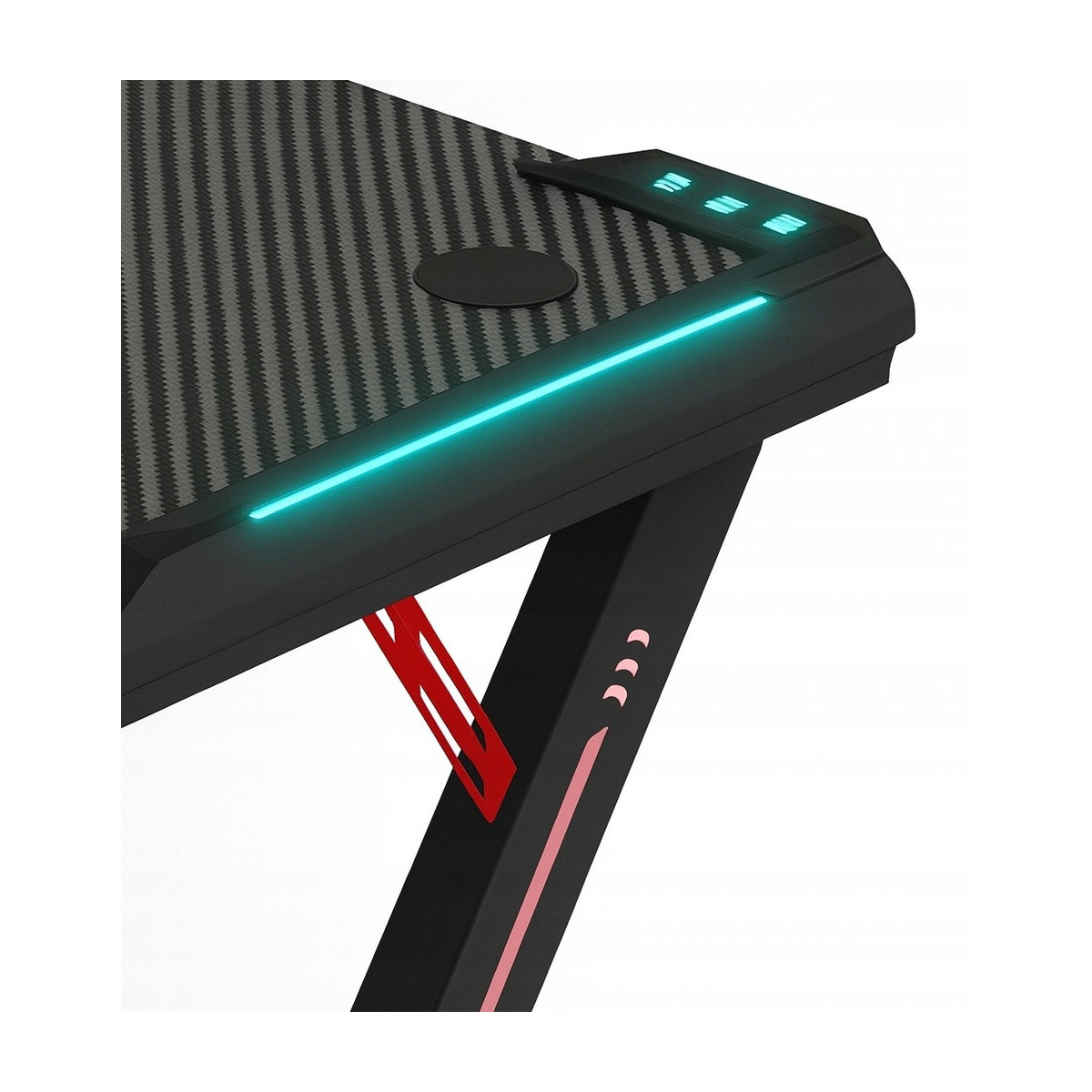 Masă pentru jucători de culoare neagră, LED, 140 cm