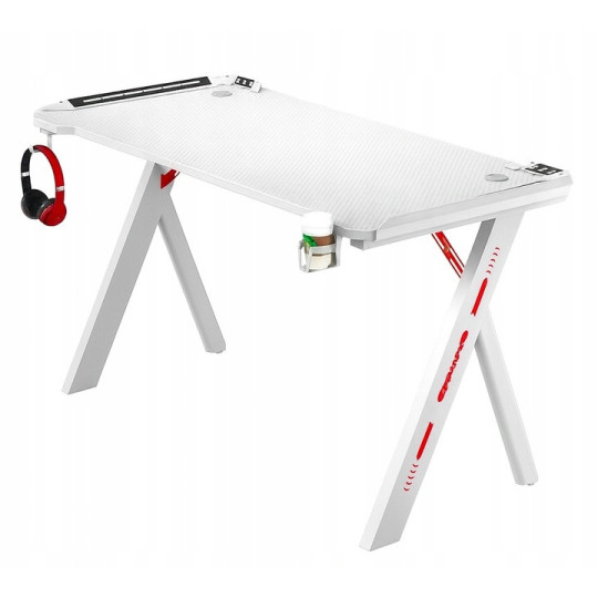 Masa de joc modernă de culoare albă, LED, 120cm