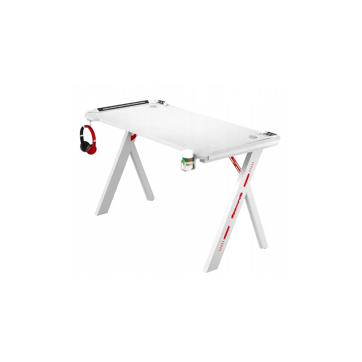 Masa de joc modernă de culoare albă, LED, 120cm