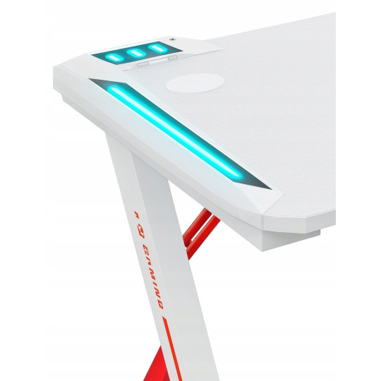 Masa de joc modernă de culoare albă, LED, 120cm