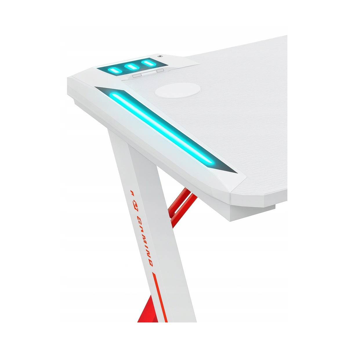 Masa de joc modernă de culoare albă, LED, 120cm