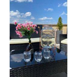 Mobilier de grădină din ratan negru cu perne