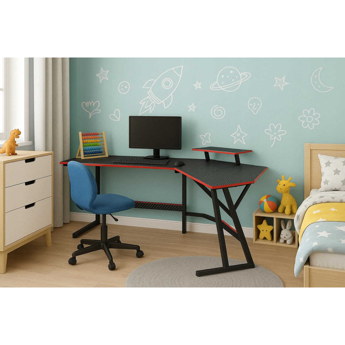 Masă de joc unghiulară, masă de joc modernă, 130 cm