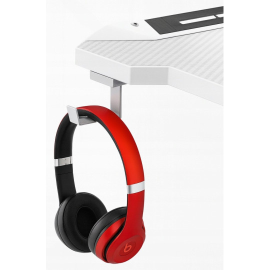 Masă de gaming modernă, stilată, de culoare albă, cu iluminare, 120 cm