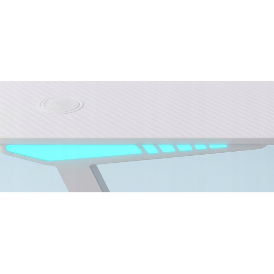 Masă de gaming modernă, stilată, de culoare albă, cu iluminare, 120 cm
