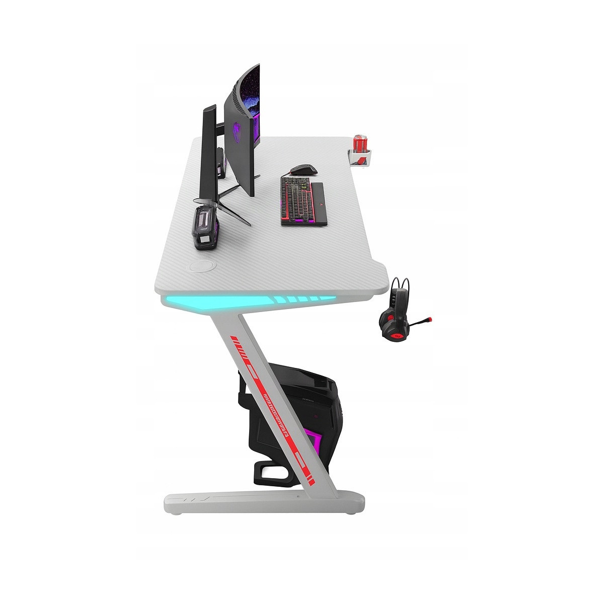 Masă de joc albă cu iluminare LED, 140 cm