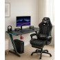 Birou de joc pentru computer cu iluminare de fundal, culoare neagră, 140 cm