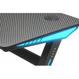 Masă de gaming neagră pentru computer cu iluminare, 120 cm