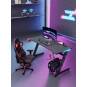 Masă de gaming neagră pentru computer cu iluminare, 120 cm