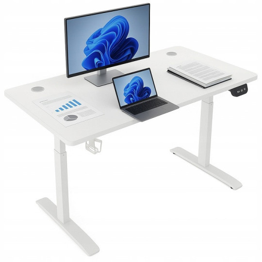 Masa electrică reglabilă electric, albă, 120cm