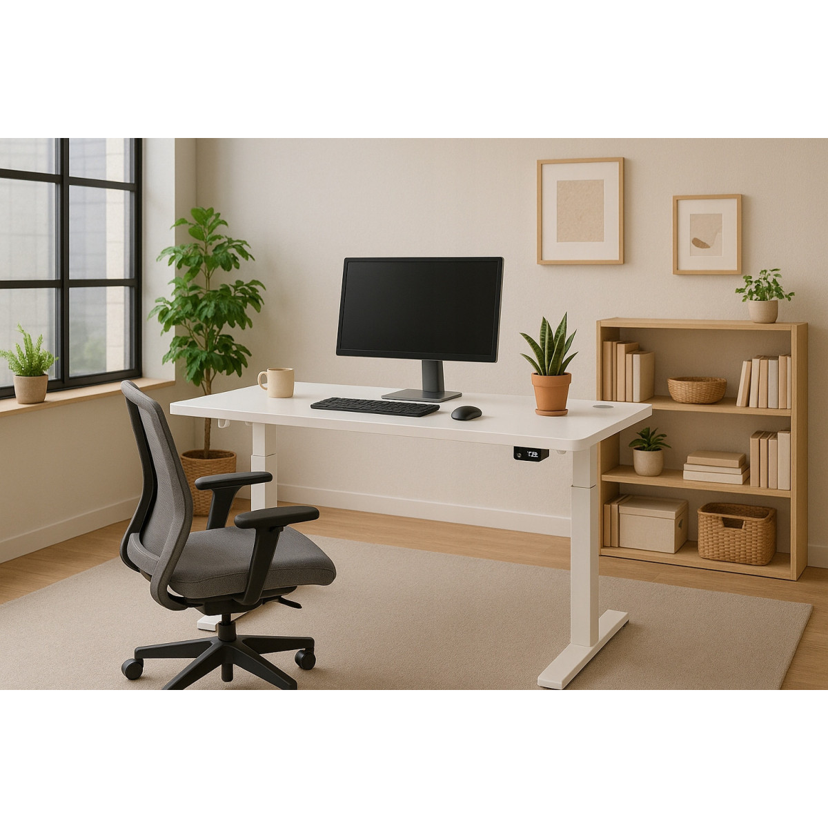 Masa electrică reglabilă electric, albă, 120cm