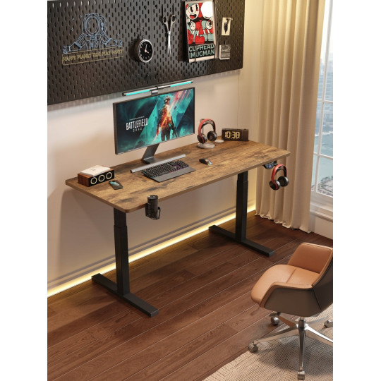 Birou de bir ajustabil pe înălțime, aspect industrial, 140 cm