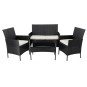 Mobilier de grădină din ratan negru cu perne