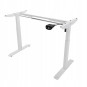Masă electric reglată, 140 cm, LED, câmpie cu picioare albe