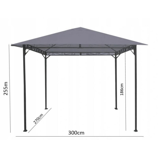 Pavilion de grădină de culoare gri 3x3 m