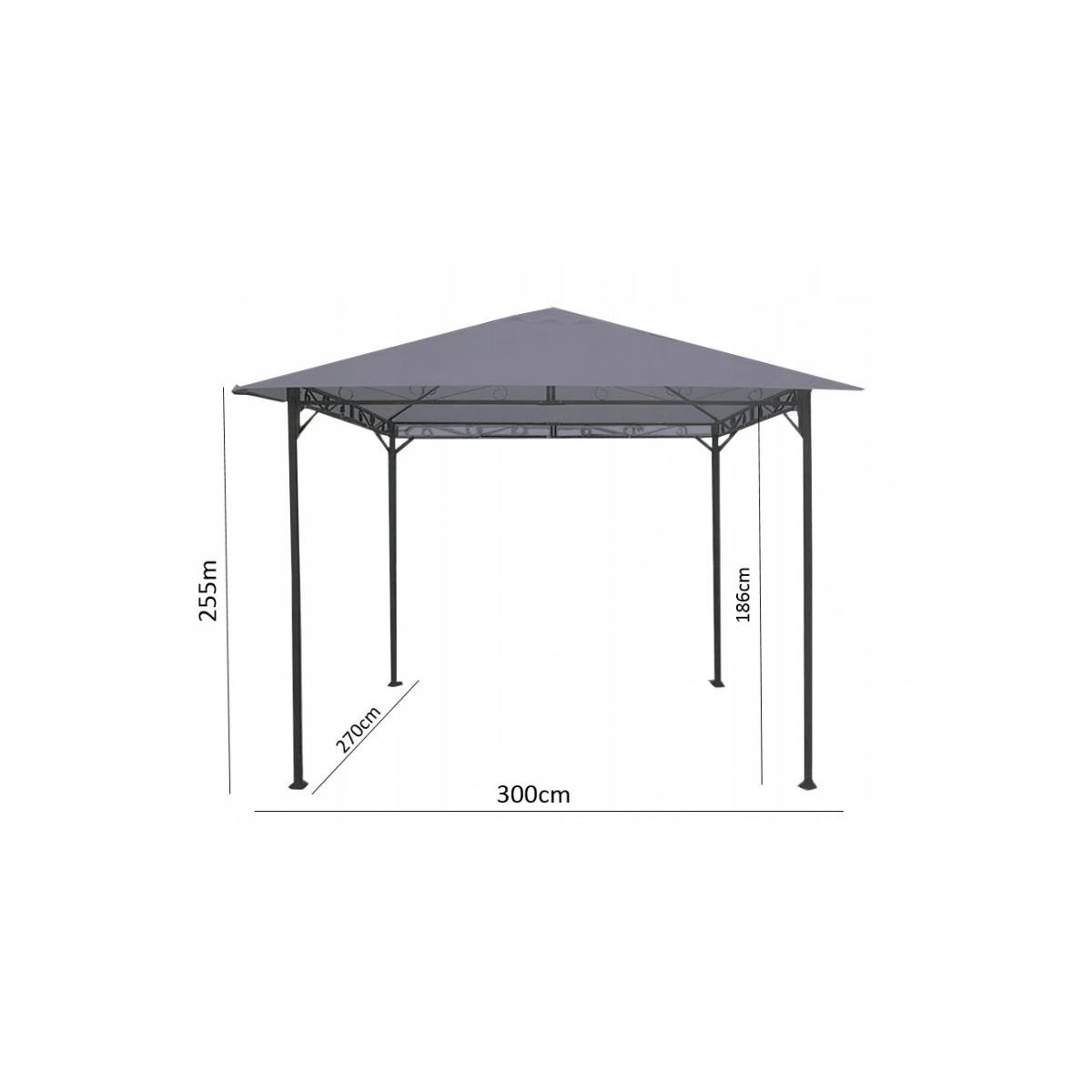 Pavilion de grădină de culoare gri 3x3 m