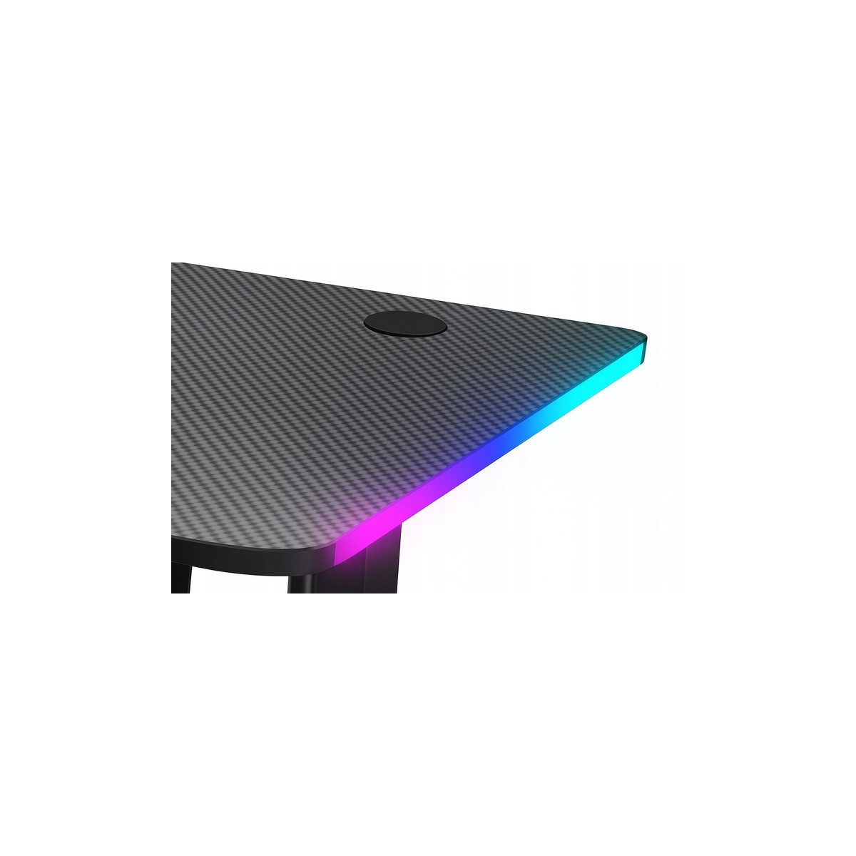 Masă reglabilă pe înălțime 140 cm – reglare electrică a înălțimii, neagră, iluminare cu LED