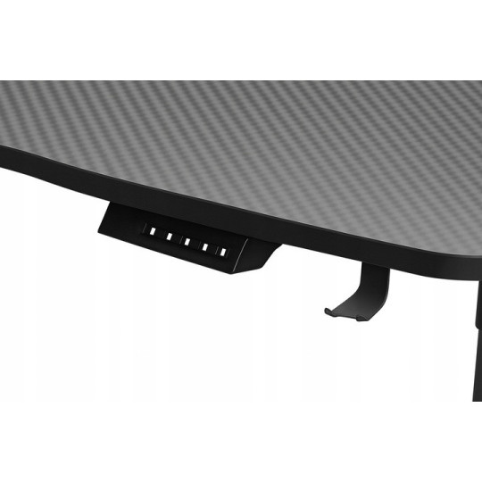 Masă reglabilă pe înălțime 140 cm – reglare electrică a înălțimii, neagră, iluminare cu LED