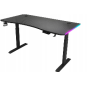 Masă reglabilă pe înălțime 140 cm – reglare electrică a înălțimii, neagră, iluminare cu LED