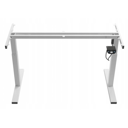 Masă electrică ajustabilă pe înălțime 120 cm, albă cu picioare albe, LED