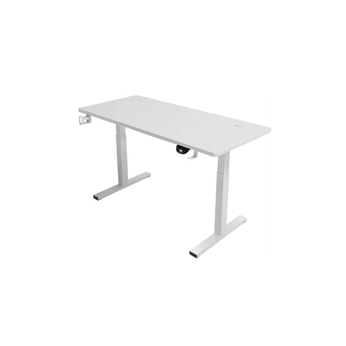 Masă electrică ajustabilă pe înălțime 120 cm, albă cu picioare albe, LED