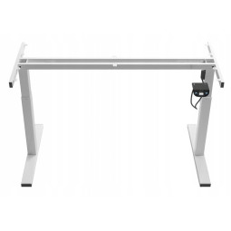 Masă electrică ajustabilă pe înălțime 140 cm, albă cu picioare albe, LED