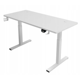 Masă electrică ajustabilă pe înălțime 140 cm, albă cu picioare albe, LED