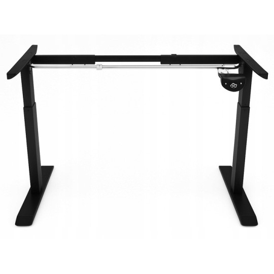 Masă reglabilă pe înălțime 120 cm, arin cu picioare negre, LED