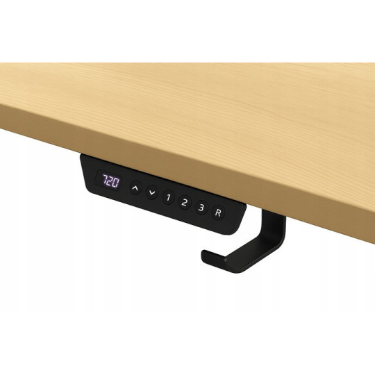 Masă reglabilă pe înălțime 120 cm, arin cu picioare negre, LED