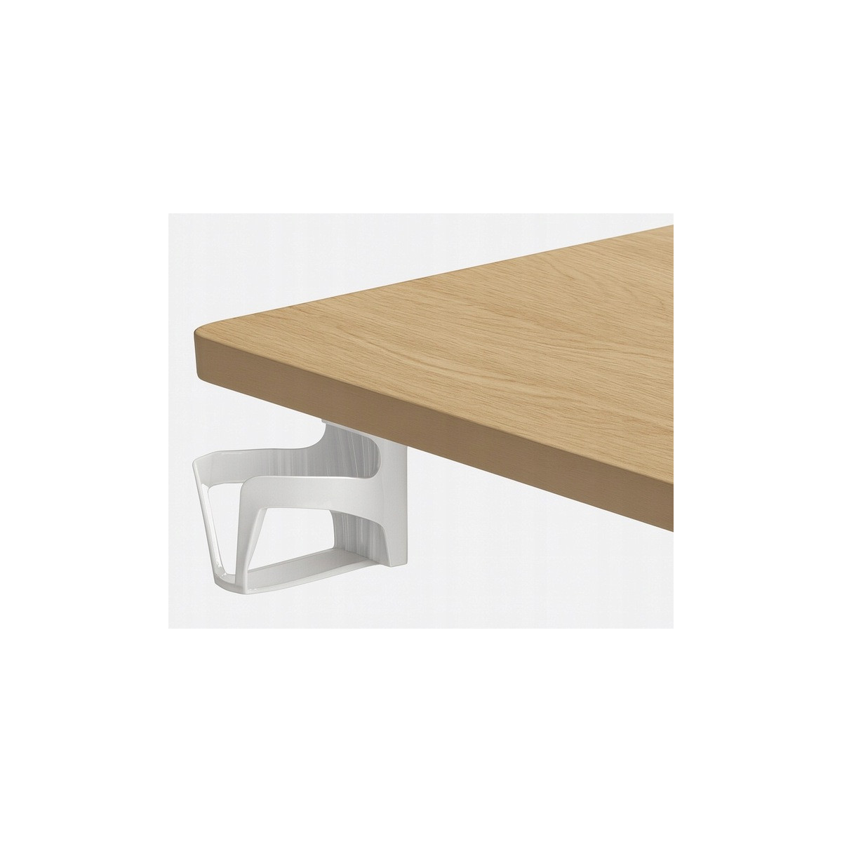 Birou computer ajustabilă 140cm, arin cu picioare albe, LED