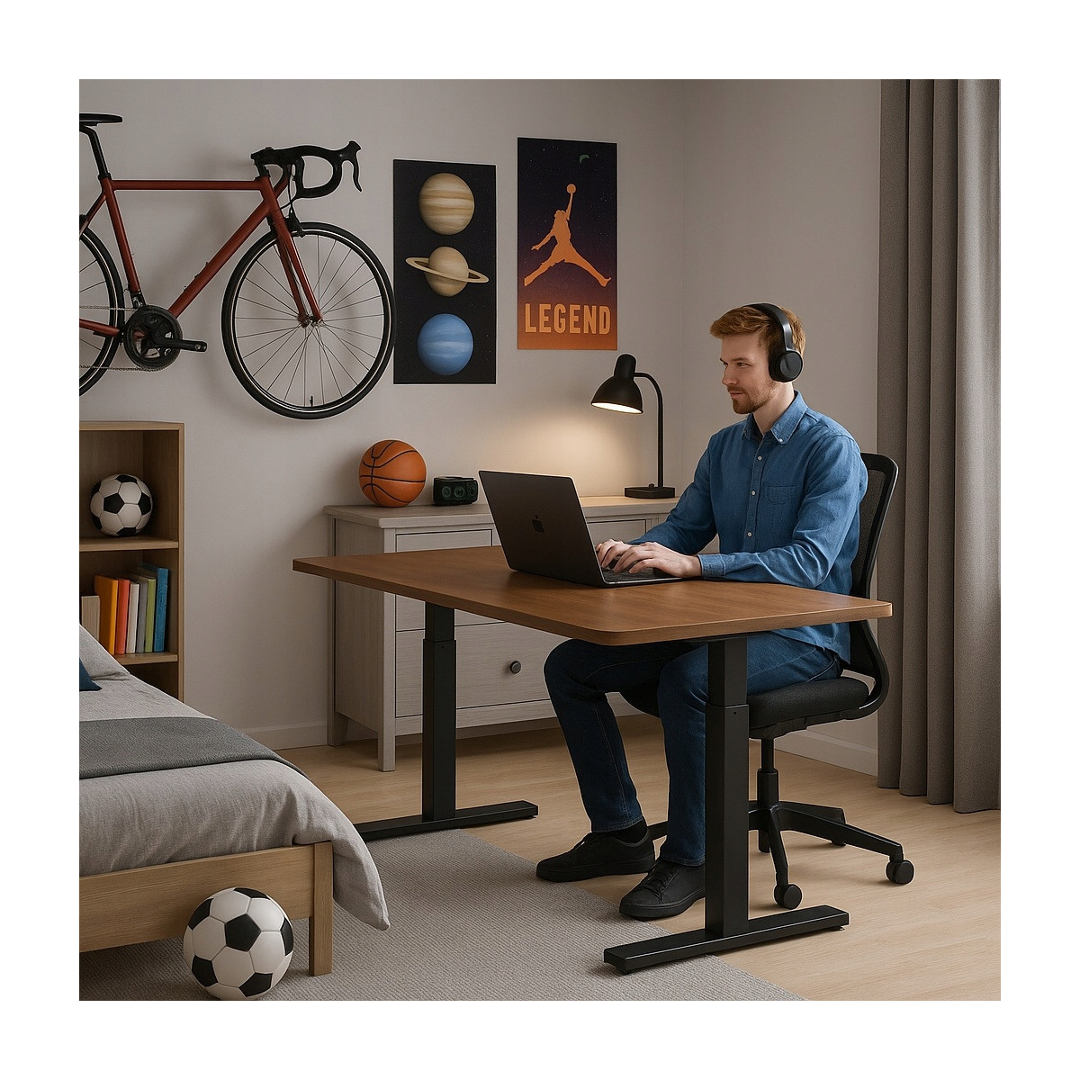 Birou de bir, cu înălțime reglabilă, nuc 120cm