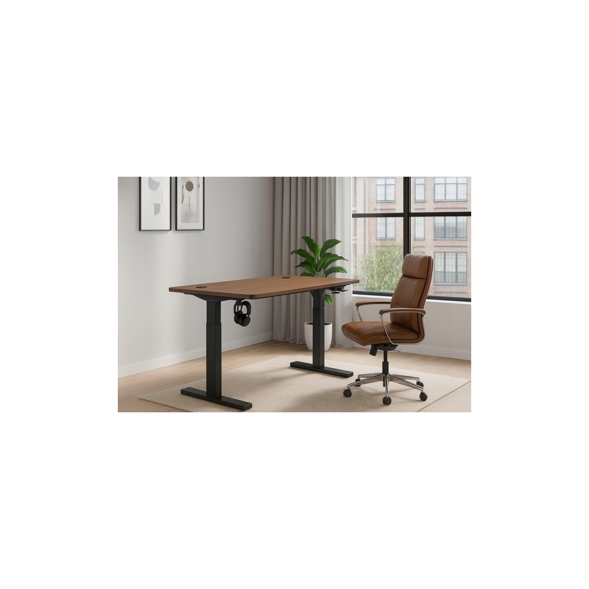 Masa stilizată, reglabilă pe înălțime, nuc 140cm