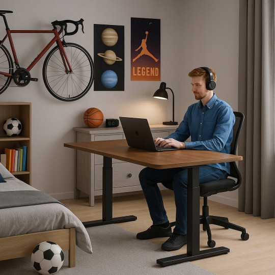 Masa stilizată, reglabilă pe înălțime, nuc 140cm