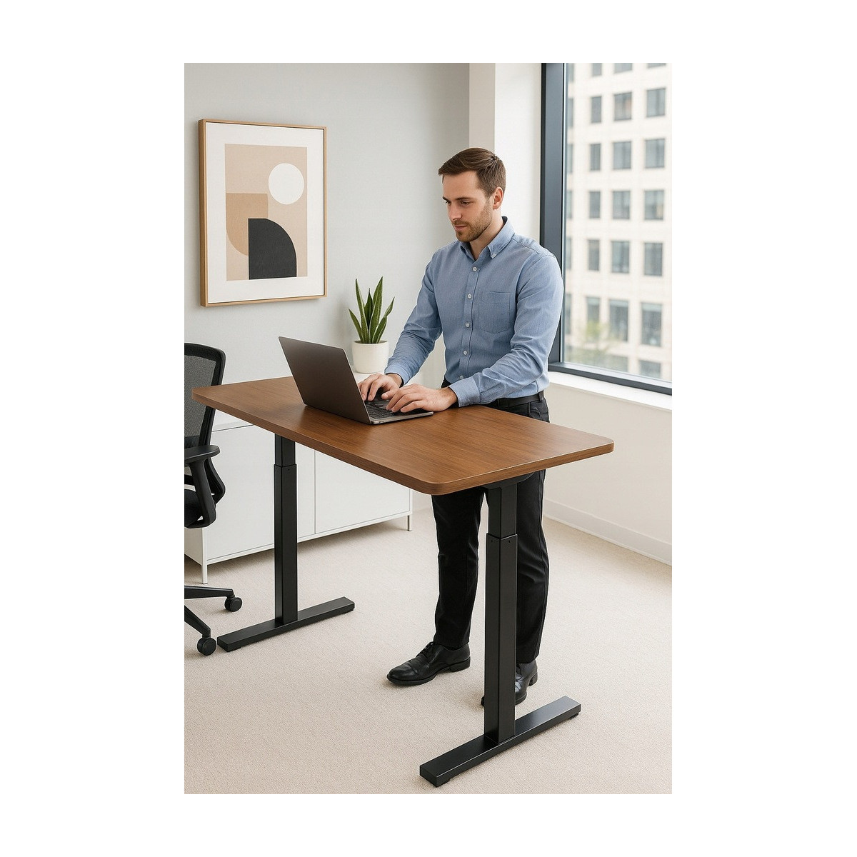 Masa stilizată, reglabilă pe înălțime, nuc 140cm