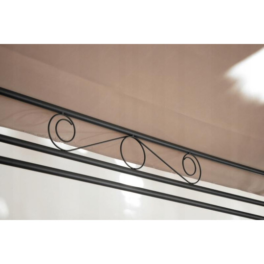 Foișor de grădină cu pereți laterali și perdele de culoare bej 3x4 m