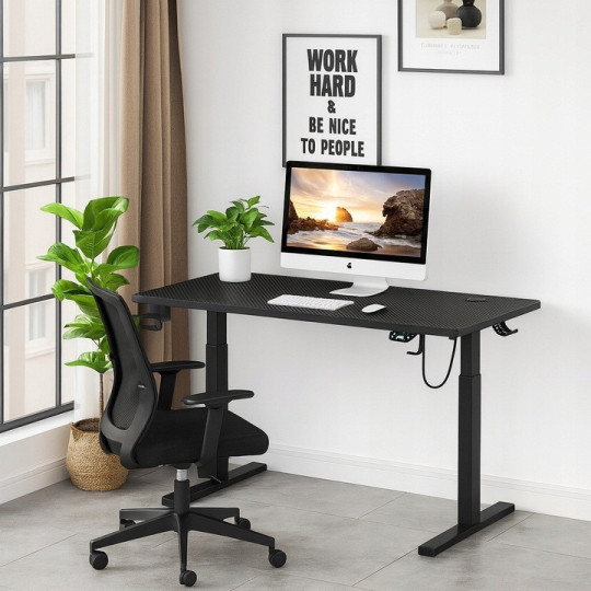 Masă de joc ajustabilă pe înălțime 120 cm, neagră, cu LED