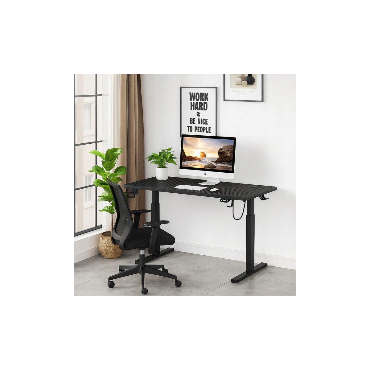 Masă de joc ajustabilă pe înălțime 120 cm, neagră, cu LED