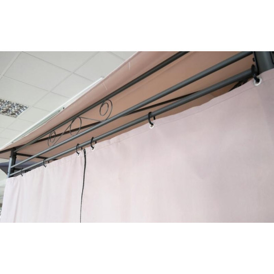 Foișor de grădină cu pereți laterali și perdele de culoare bej 3x4 m