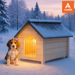 Căsuță din lemn de calitate pentru câini, neimpregnată - mică