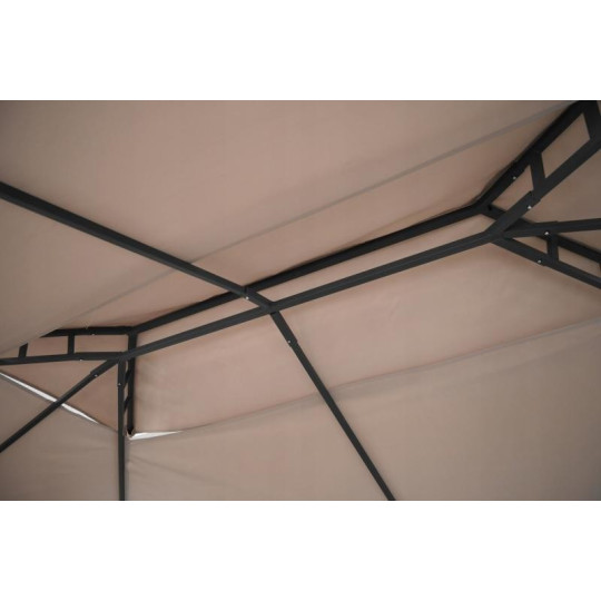 Foișor de grădină cu pereți laterali și perdele de culoare bej 3x4 m