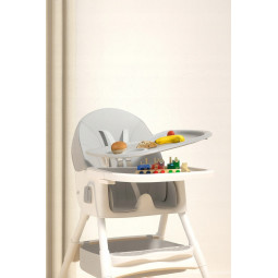 Scaun pliant pentru copii 4 în 1 cu tavă, gri