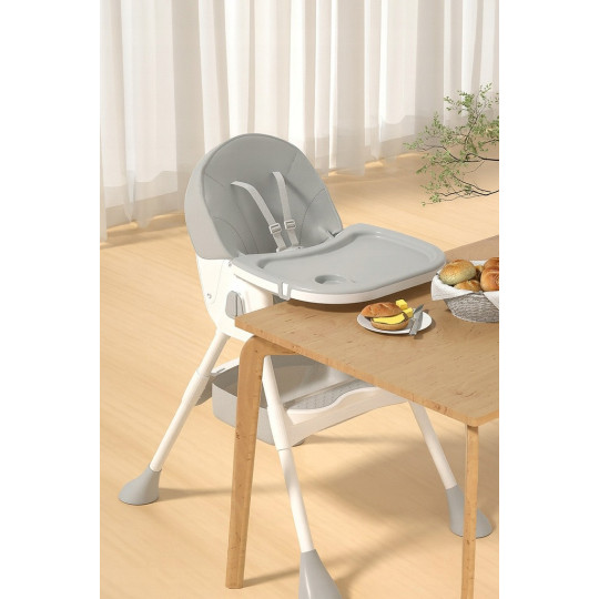 Scaun pliant pentru copii 4 în 1 cu tavă, gri