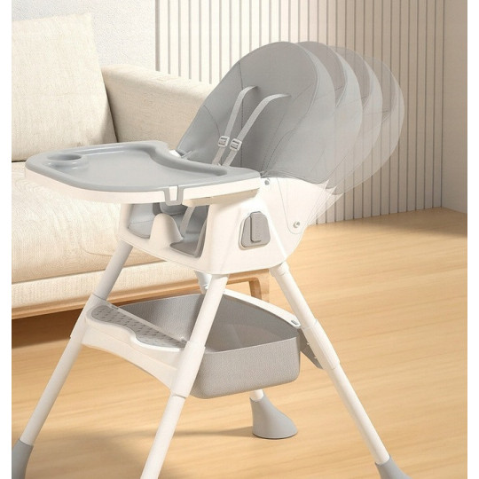 Scaun pliant pentru copii 4 în 1 cu tavă, gri