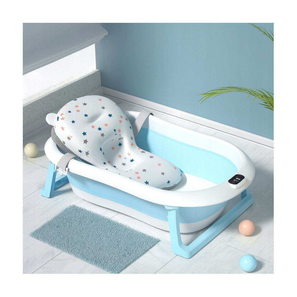 Vaniță ARIEL pentru băiat cu suport și termometru, albastră