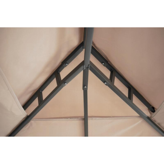 Foișor de grădină cu pereți laterali și perdele de culoare bej 3x4 m